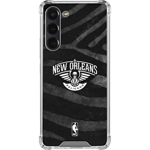 NBA New Orleans Pelicans Black Animal Print Galaxy S24 FE Clear Case